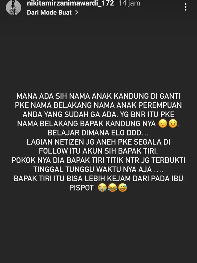 Unggahan Nikita Mirzani soal buku yasin Vanessa Angel. (Foto: Instagram @nikitamirzanimawardi_172)
