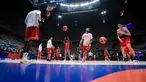 Pebasket Kanada, RJ Barrett (tengah) bersama rekan-rekannya melakukan latihan menjelang laga Piala Dunia FIBA 2023 melawan Prancis di Indonesia Arena, Senayan, Jakarta, Kamis (24/08/2023). (Bola.com/Bagaskara Lazuardi)