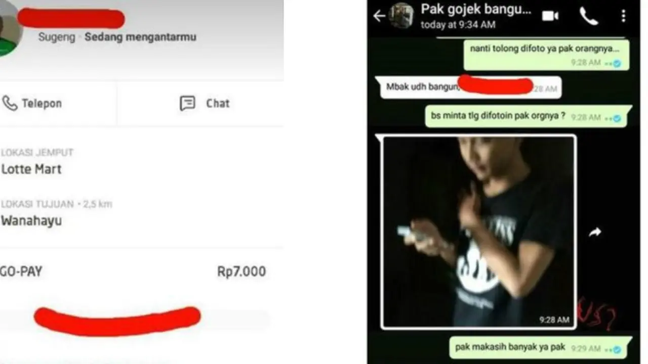 Wanita ini pesan ojol untuk bangunkan pacar (Foto : Instagram.com/ Dramaojol.id)