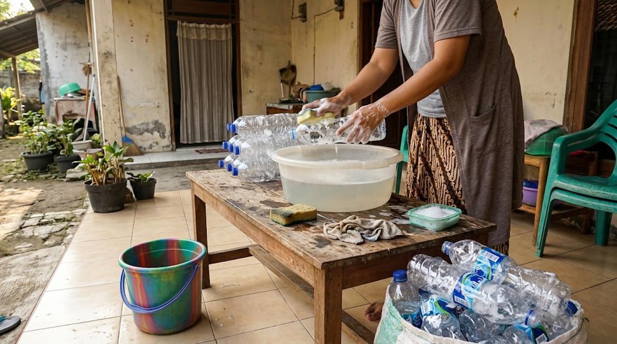 Mengumpulkan dan Membersihkan Limbah Botol