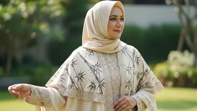 Gamis Batik Brokat Syar’i untuk Ibu 50 Tahun (Gemini AI)