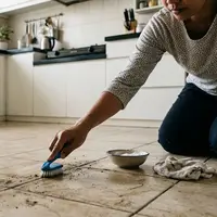 Cara Membersihkan Nat Lantai Dapur yang Menghitam agar Kembali Cerah. (AI Generated)