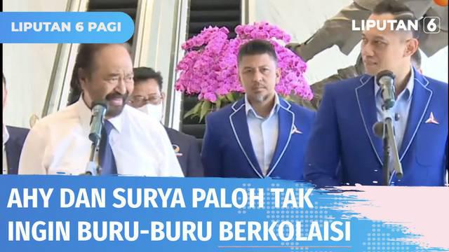 Ketua Umum Partai Demokrat Agus Harimurti Yudhoyono, kembali bertemu dengan Ketua Umum Partai Nasdem Surya Paloh. Meski sudah bertemu, AHY mengamini pernyataan Surya Paloh, bahwa kedua partai tidak ingin terburu-buru untuk berbicara soal koalisi saat...