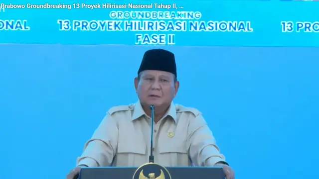 Presiden Prabowo Subianto meresmikan groundbreaking 13 proyek hilirisasi nasional tahap II di Cilacap, Rabu, (29/4/2026). (Foto: youtube Sekretariat Presiden)