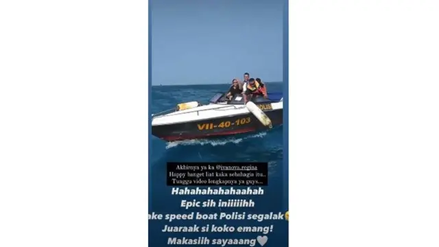 6 Momen Mesra Regina Ivanova dan Kekasih, Dilamar Di atas Speed Boat Polisi