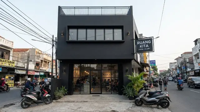 Desain ruko minimalis modern yang fungsional dan hemat biaya untuk usaha model monokrom hitam elegan