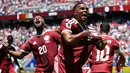 Qatar kemudian menyamakan kedudukan lewat sundulan Boualem Khoukhi pada masa injury time babak kedua. (AP Photo/Eakin Howard)