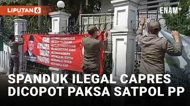 Satpol PP Banten Tertibkan Ratusan Spanduk Bacaleg dan Capres