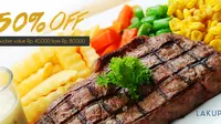 Bagi Anda penggemar beef steak jangan lewatkan kesempatan spesial untuk mendapatkan voucher diskon 50 persen GoWagyu di Lakupon.com.