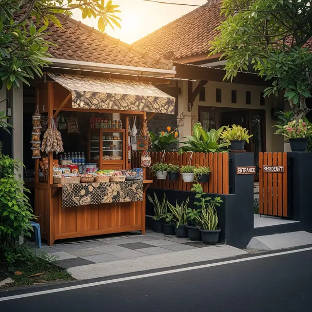 Desain Teras Rumah Pojok Cocok untuk Warung Kecil Depan Jalan