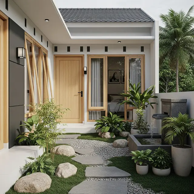 Rumah Kecil Tapi Luas dengan Taman Dalam Rumah dan Air Mancur Mini