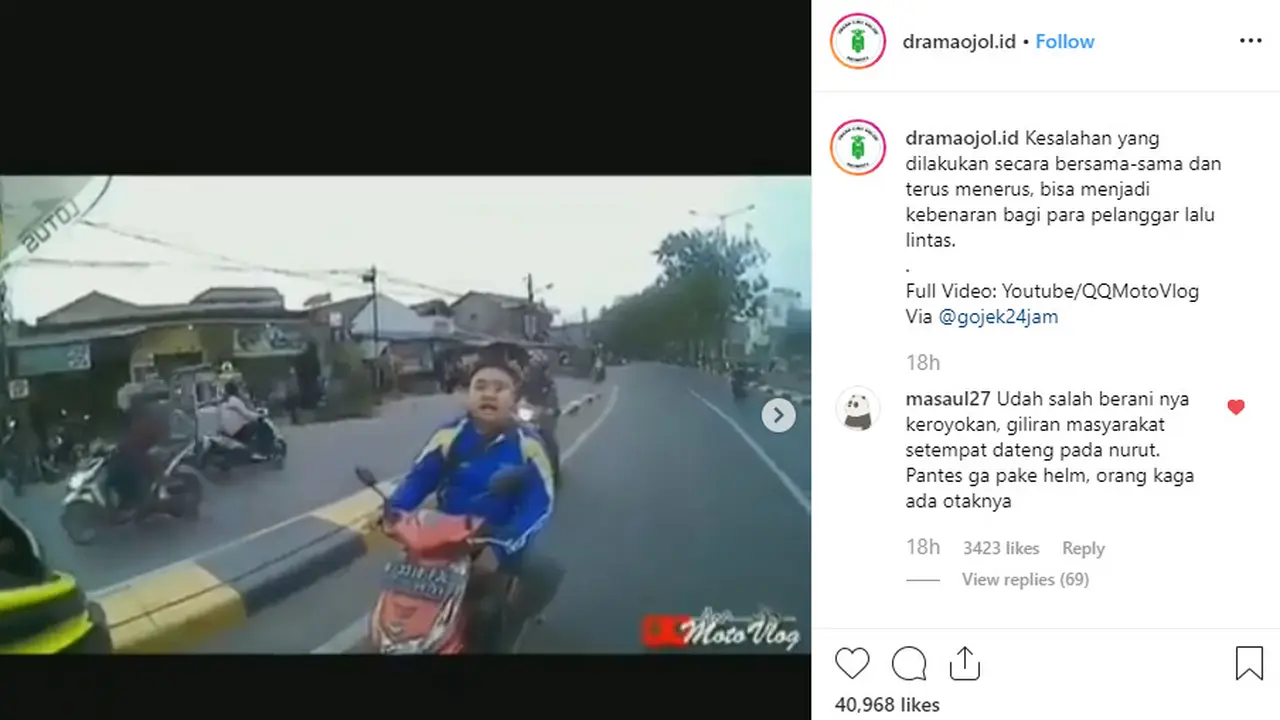 Salah satu pelnggaran yang banyak dilakukan pesepeda motor ialah berkendara melawan arah.