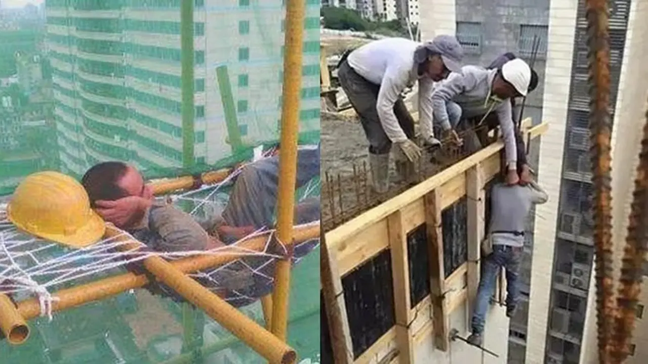 6 Aksi Kuli Bangunan di Atas Ketinggian Ini Penuh Nyali, Bikin Merinding