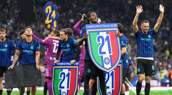 Inter Milan mengunci gelar juara Liga Italia 2025/2026 pada laga pekan ke-35, Minggu (03/05/2026). (AP Photo/Luca Bruno)
