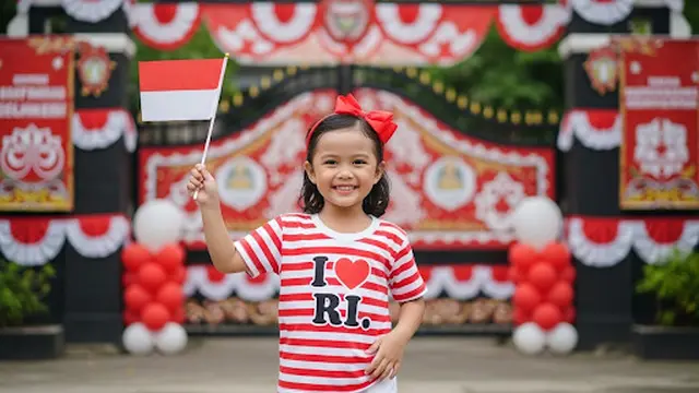  Kaos Garis Merah Putih & Celana Stretch