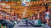 Jalanan di Den Haag, Belanda disulap menjadi lautan oranye jelang Piala Dunia 2026. (AP Photo/Patrick Post)