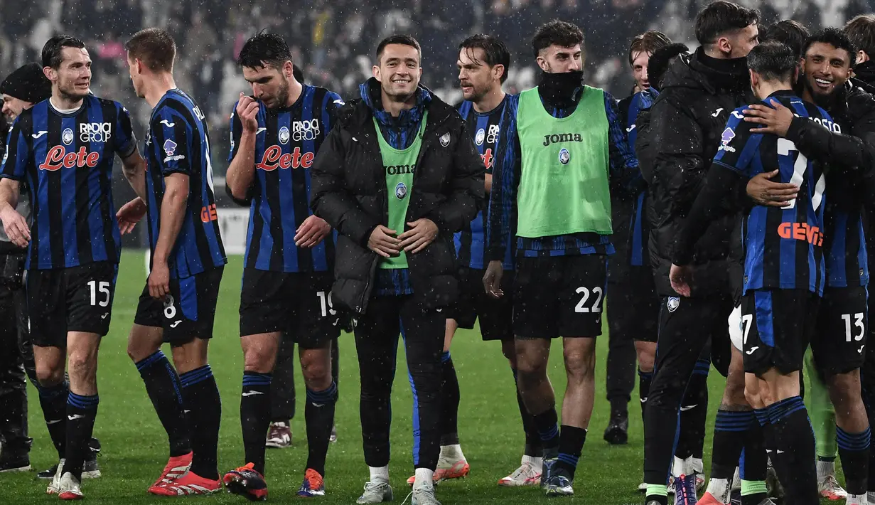 Menang atas Juventus membuat Atalanta berhasil mengemas 58 poin dari 28 laga dan bertahan di posisi tiga klasemen sementara Liga Italia 2024/2025. Sementara Juventus berada di peringkat empat dengan raihan 52 angka. (Isabella BONOTTO/AFP)