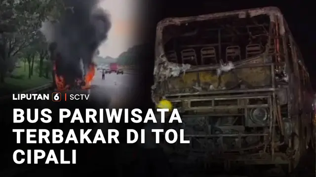 Ada Percikan Api di Mesin, Bus Pariwisata Terbakar di Tol Cipali