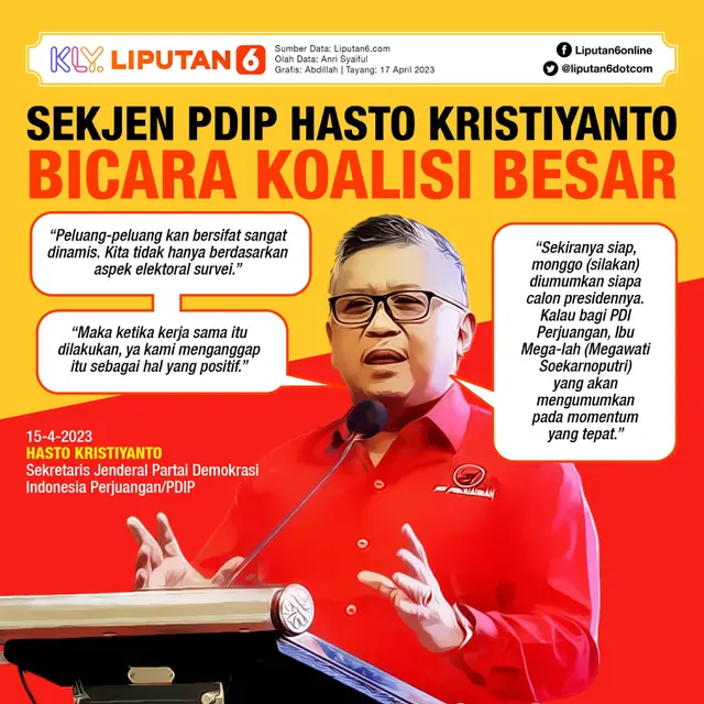 Infografis Sekjen PDIP Hasto Kristiyanto Bicara Koalisi Besar. (Liputan6.com/Abdillah)