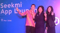 ki-ka: Nayoko Wicaksono, Co-Founder & CEO Seekmi, mantan Menteri Perdagangan Indonesia 2014, Mari Elka Pangestu dan Clarissa Leung (Co-Founder & Managing Director. (Liputan6.com/Yuslianson)