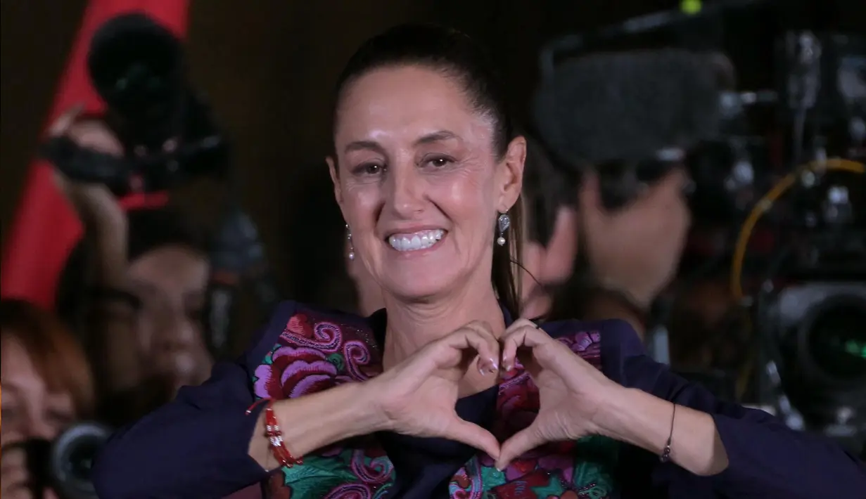 Kemenangan Claudia Sheinbaum pada Pemilu Meksiko 2024 akan menjadi tonggak sejarah baru di negara yang memiliki sejarah kekerasan berbasis gender. (YURI CORTEZ/AFP)
