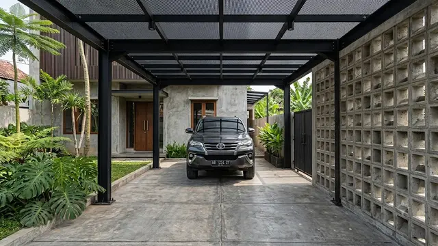 Inspirasi Carport 3x6 Meter dengan Roster Beton