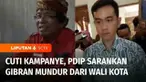 Fraksi PDI Perjuangan Solo, Jawa Tengah, menyarankan Cawapres nomor urut 2, Gibran Rakabuming Raka untuk mundur dari jabatannya sebagai Wali Kota Solo. Alasannya, kesibukan Gibran berkampanye dinilai mengganggu aktivitasnya sebagai Wali Kota Solo.