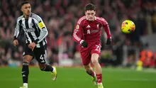 Aksi Florian Wirtz di laga Liverpool vs Newcastle di pekan ke-24 Liga Inggris 2025/2026 di Anfield, Minggu (01/02/2026) dini hari WIB. (AP Photo/Jon Super)