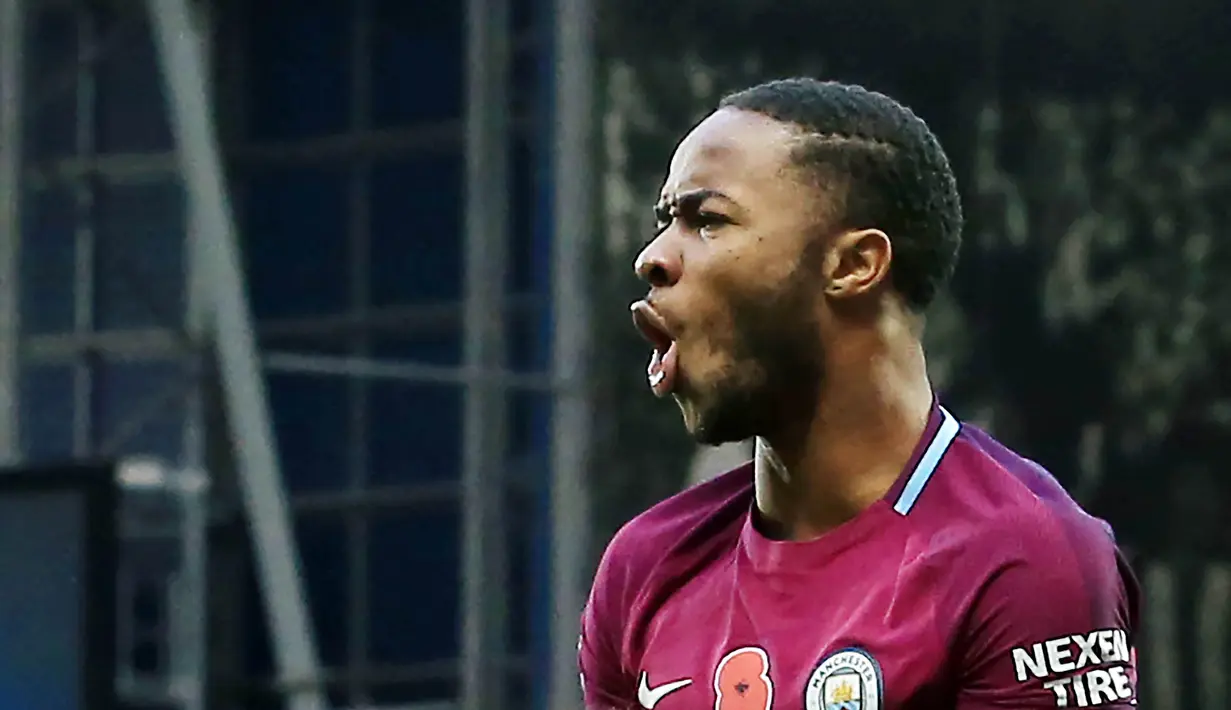 4. Raheem Sterling (Manchester City) - 7 Gol (1 Penalti). (AFP/Lindsey Parnaby)