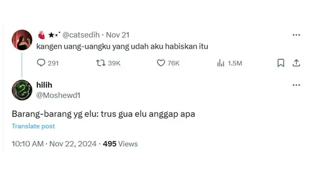 6 Cuitan Netizen Rindu Uang yang Sudah Dikeluarkan Ini Bikin Tepuk Jidat