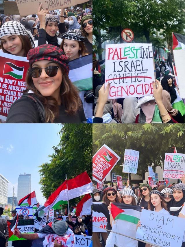 Syifa Hadju bersama massa aksi lain merayap menuju gedung PBB untuk menyerukan tuntutan