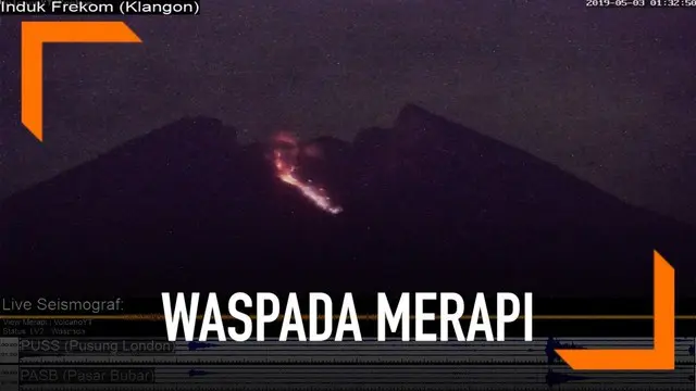 Gunung Merapi kembali mengeluarkan lava pijar. Aliran lava mengarah ke hulu kali Gendol.