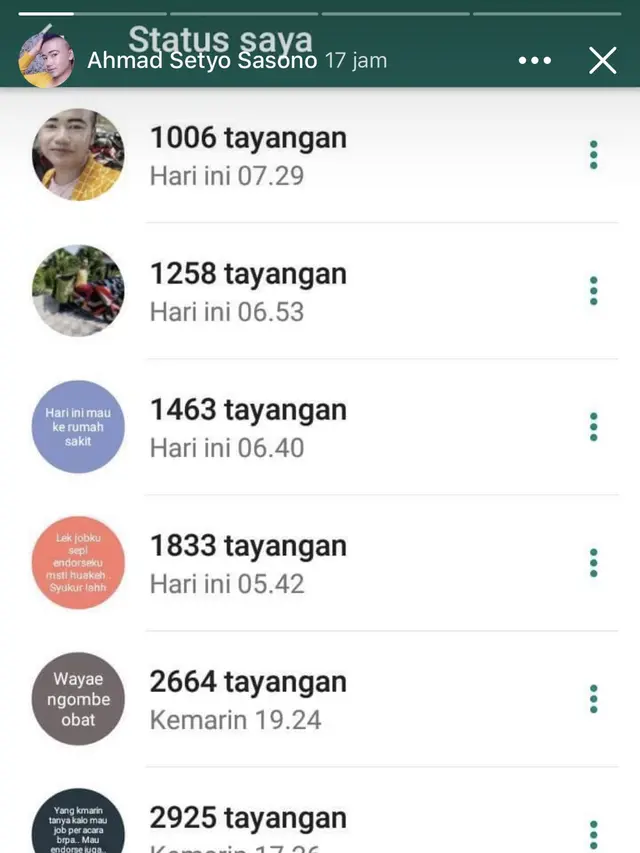 Bak Seleb, 6 Potret Story WhatsApp Sampai Ribuan Ini Bikin Melongo