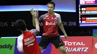 Ganda Putra Indonesia, Kevin Sanjaya Sukamuljo/Marcus Fernaldi Gideon, gagal melaju ke final Piala Thomas 2018 kendati menaklukkan pasangan China, Liu Cheng/Zhang Nan.(dok. PBSI).