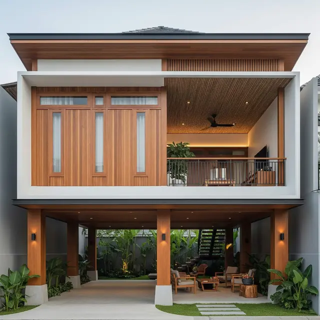 Rumah Sederhana tapi Mewah dengan Sentuhan Kayu Alami