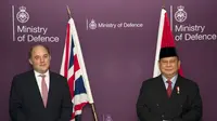 Pertemuan Menhan Inggris The Rt Hon Ben Wallace MP dan Menhan RI Prabowo Subianto di London.(Foto: KBRI London)