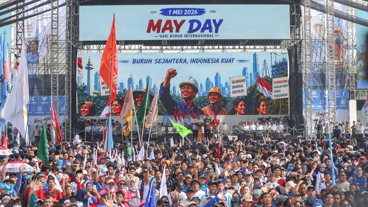 Presiden Prabowo Hadiri Peringatan Hari Buruh Internasional 2026 di Monas