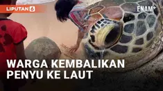 Sejumlah warga yang sedang pergi ke pasar berikan edukasi ke penjual penyu. Edukasi tersebut berakhir dengan bawa kembali penyu ke laut