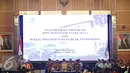 Wapres Jusuf Kalla memberikan kata sambutan saat peluncuran layanan izin investasi 3 jam, Jakarta, Senin (11/1). Layanan ini merupakan terobosan pemerintah untuk memudahkan investor yang akan menanamkan modal di Indonesia. (Liputan6.com/Immanuel Antonius)