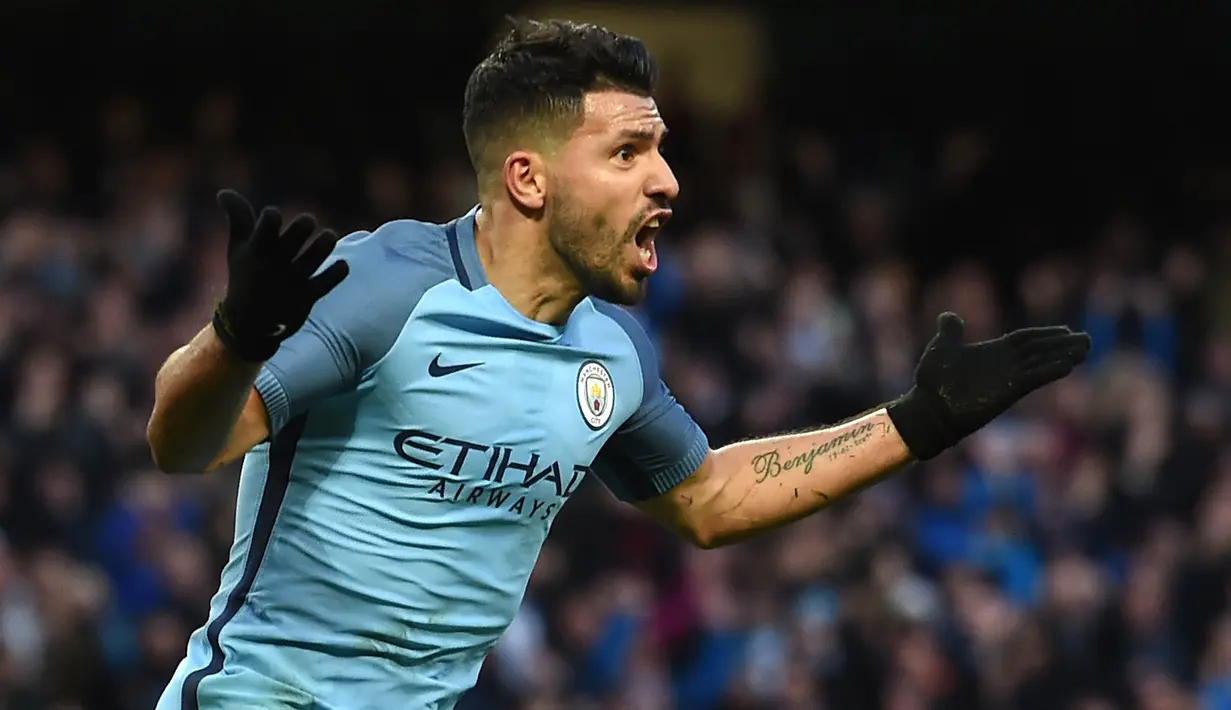 8. Sergio Aguero (Manchester City) - 13 Gol. (AFP/Paul Ellis) 