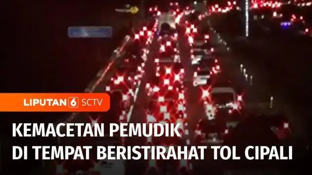 Kemacetan arus mudik juga terjadi di tol Cipali, Purwakarta, Rabu dini hari. Kemacetan terjadi di jalan menuju area peristirahatan tol Cipali.