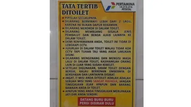 6 Tata Tertib Toilet Ini Poinnya Banyak Banget, Waktu Habis Hanya Buat Baca