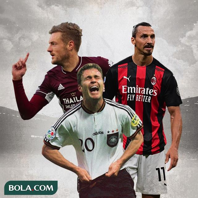 Ilustrasi - Jamie Vardy, Oliver Bierhoff, Zlatan Ibrahimovic