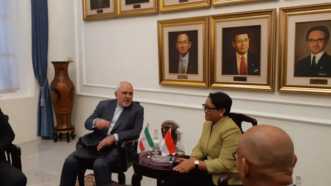 Menteri Luar Negeri Iran, Javad Zarif, bertemu Menteri Luar Negeri RI, Retno Marsudi di Gedung Pancasila, Kementerian Luar Negeri RI (Liputan6.com/Rizki Akbar Hasan)