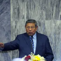 Ketua Umum Partai Demokrat, Susilo Bambang Yudhoyono berpidato pada puncak perayaan HUT Partai Demokrat ke-14 di Gedung Parlemen Senayan, Jakarta, Rabu (9/9/2015). Dalam pidatonya, SBY memberikan arahan kepada kader PD. (Liputan6.com/Helmi Fithriansyah)