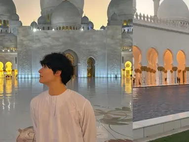Song Geon Hee Kunjungi Sheikh Zayed Grand Mosque. (Foto: Instgaram/ songgeonhee)
