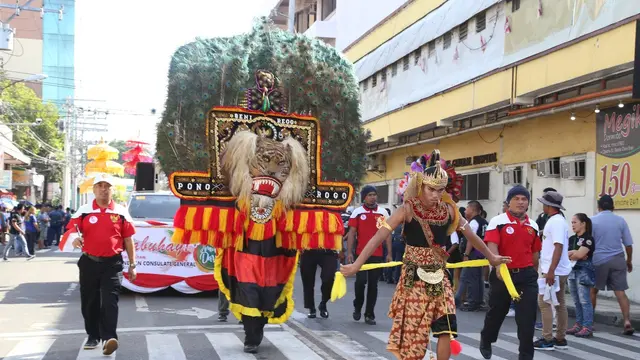Reog Ponorogo di HUT Kota Davao, kampung halaman Presiden Filipina Rodrigo Duterte. (F. Pensosbud/KJRI Davao City)​