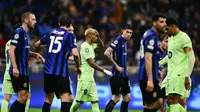 Sebelumnya, pada leg pertama semifinal Liga Champions 2024/2025 yang digelar di Stadion Olimpiade Lluís Companys, Barcelona dipaksa bermain imbang 3-3 oleh Inter Milan. (Marco BERTORELLO/AFP)