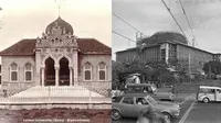 Masjid Tuban di Jawa Timur (kiri), Masjid Istiqlal Jakarta (kanan). (Twitter/@potretlawas)