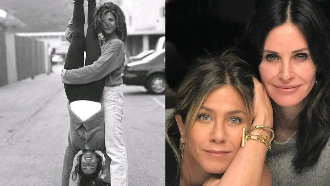 Jennifer Aniston dan Courteney Cox sahabat lama sesama pemeran di serial Friends